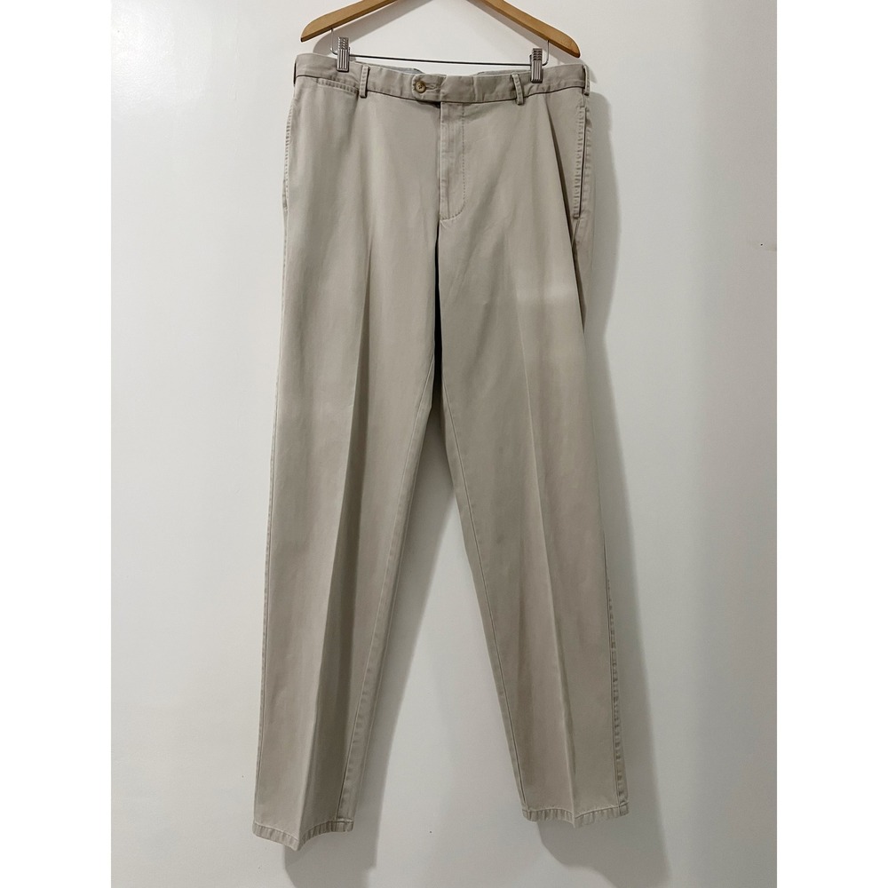 Peter Millar‎ Khaki Tan Pima Cotton Flat Front Straight Leg Chino Pants Mens 36
